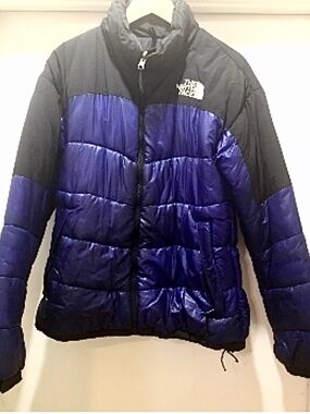 The North Face 2-Tone Blue Down Puffer Jacket Medium Coat EUC